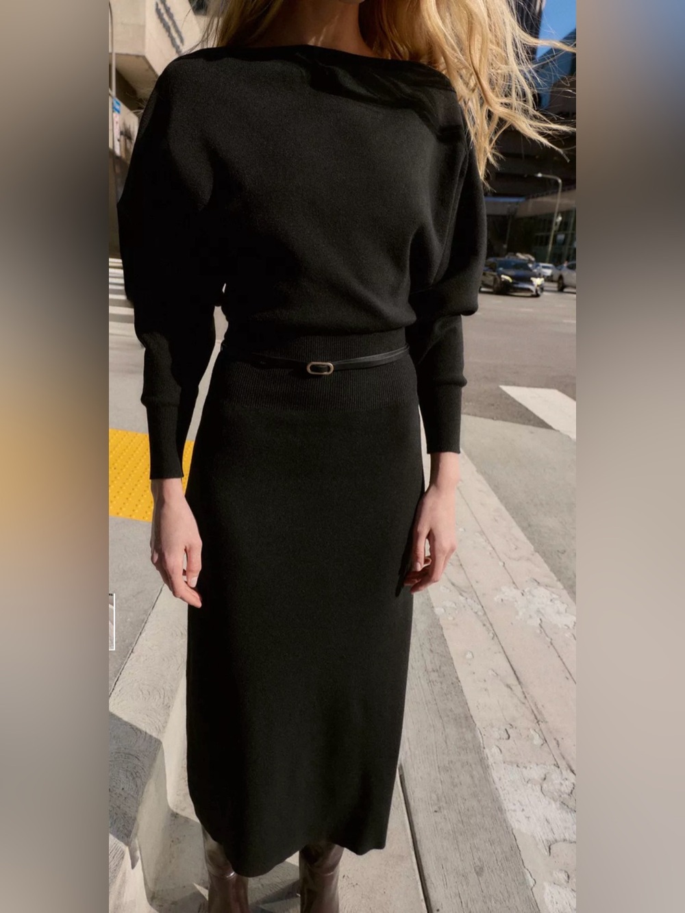 Nwt- zara- belted midi dress- L
